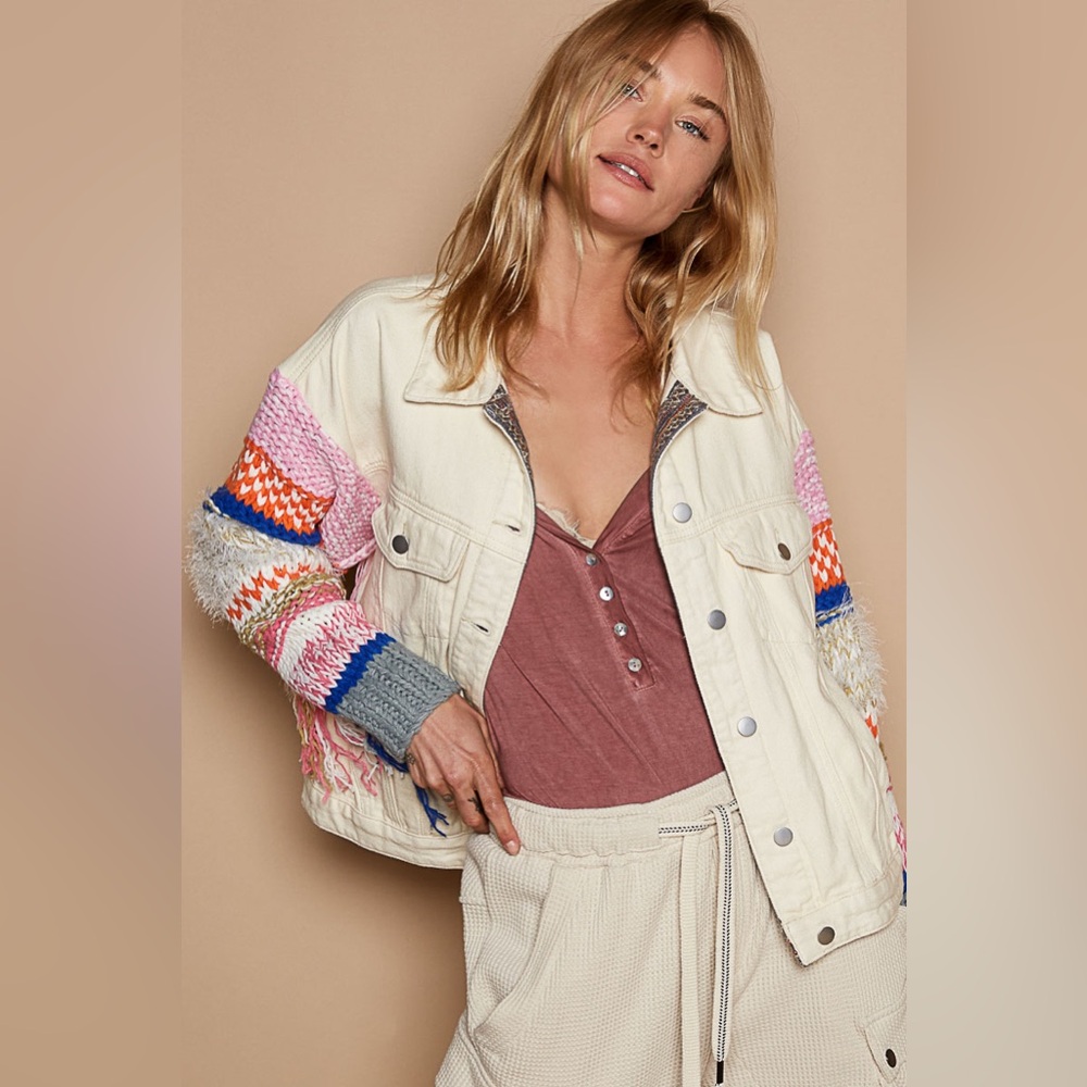 POL “Free Spirit” Denim & Fringe Jacket